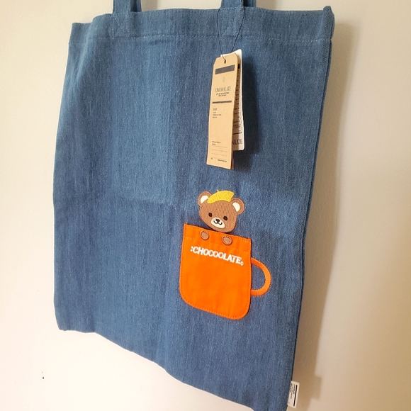 CHOCOOLATE Denim Tote Bag with Bear Graphic (NWT) - Picture 7 of 12